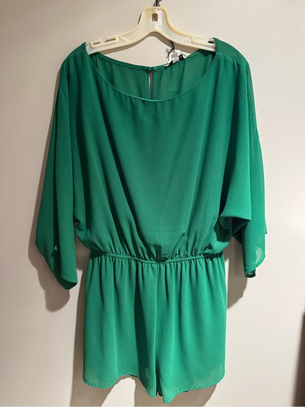 NWT Dress Day- Emerald Green Elastic-Waist Romper